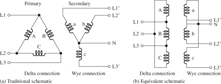 Delta-Wye Connected (Δ-Y) Transformer