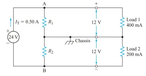 Power-supply voltage divider for a transistor amplifier