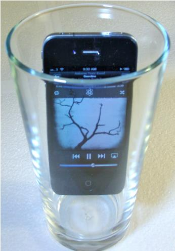 Use a pint glass as an echo chamber to boost your iPhone’s output.