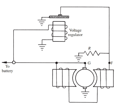 Circuit Diagram for a generator voltage regulator.