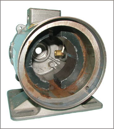View of the alnico magnets of a permanent-magnet DC motor