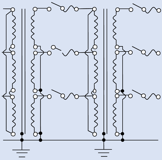 fig 1 The static ground wire in the 3-phase electrical utility power transmission-distribution grid
