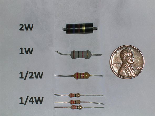 Examples of resistors used in electric and electronic devices.