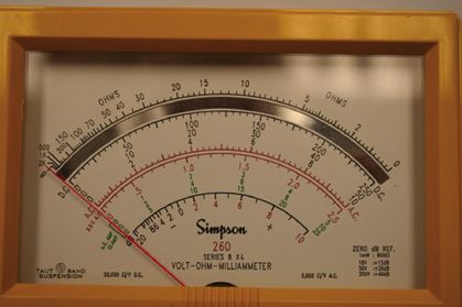 Various graduations on a typical analog multimeter.