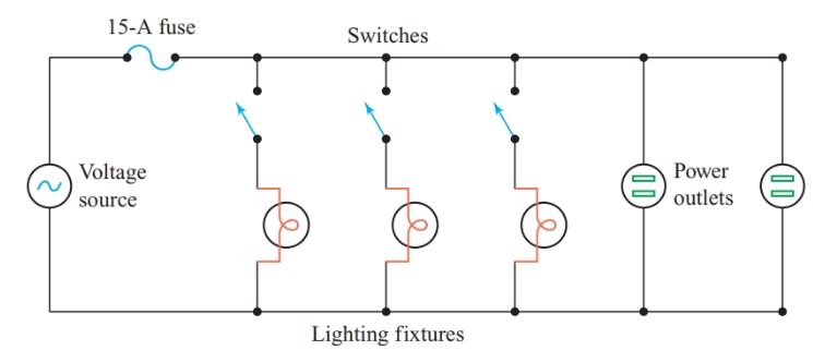 Parallel connection of loads in house wiring