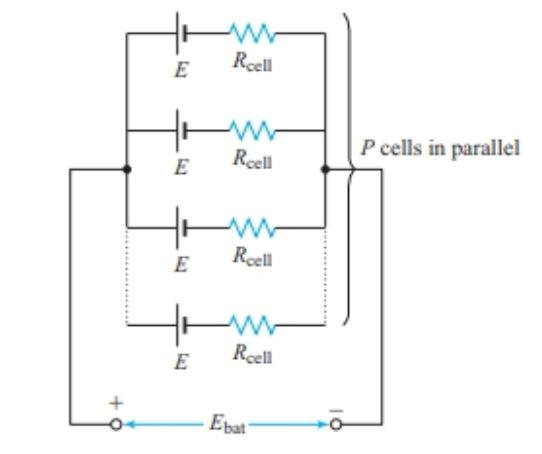 Equivalent circuit of a parallel connected battery