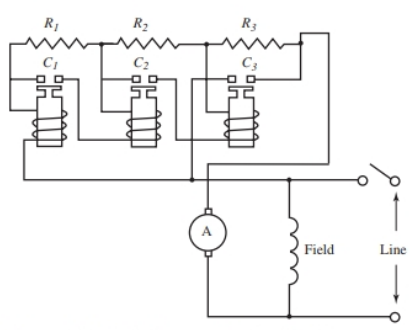 Circuit for an automatic motor starter.