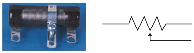 adjustable resistor provides a sliding tap for voltage divider uses