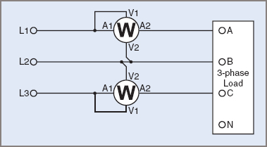 Two wattmeter 3-wire method
